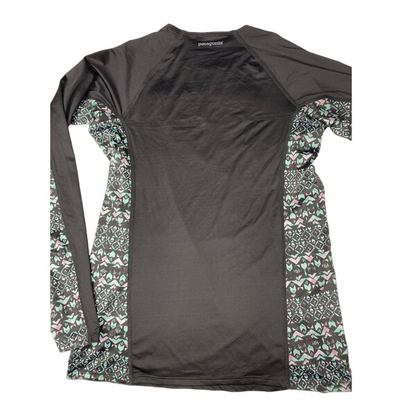Patagonia Rashguard Top Women Size Medium Black/Green Pink Long Sleeve Nylon - Picture 9 of 10